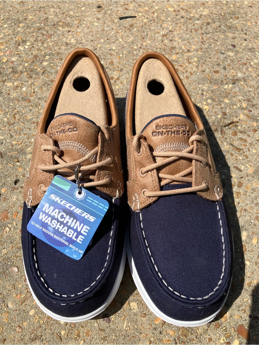 Skechers Women’s Navy and Tan Canvas Boat Shoes